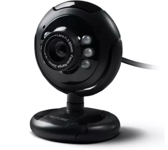 Webcam Multilaser Plug e Play 16Mp NighTVision Microfone USB Preto - WC045